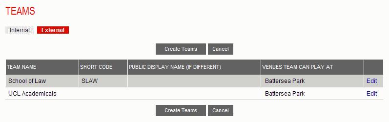 Step 6: To create a new team, enter the Team Name, a short code (optional) and either select their home ground from the list of venues already set up, or add a new venue by