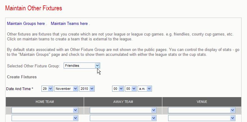15.5 How to Add/Update Other Fixtures Once you have set up your external teams, you will want to add Other Fixtures. Step 2: Click on Other Fixtures.