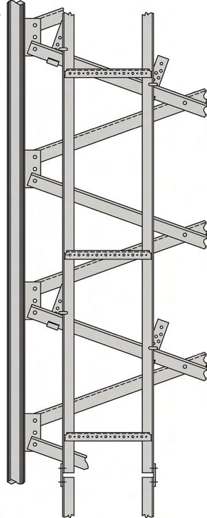 GENERAL TOWER & SITE ACCESSORIES WAVEGUIDE LADDER FACE MOUNTED 9-HOLE A Diagonal Tower Brace J- Ladder Rail Ladder Attachment Clip 5 Max. Angle 3/8 Max.