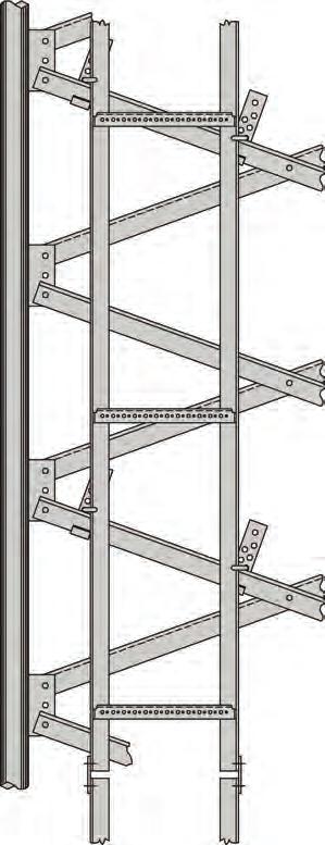 A GENERAL TOWER & SITE ACCESSORIES WAVEGUIDE LADDER FACE MOUNTED 12-HOLE Diagonal Tower Brace J- Ladder Rail Ladder Attachment Clip 5 Max. Angle 3/8 Max.