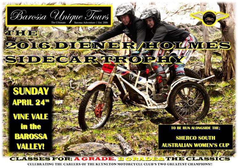 To be held at Vine Vale in the Barossa Valley on Sunday, April 24 th, and as in previous years it will be preceded by a Gas Gas Motos Australia JDP training day on the Saturday.