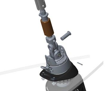 With the luff section standing on the top of the rigging screw, remove the bushing (2). Slide the torque tube up along the luff section and secure it with tape.