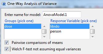 Doing an ANOVA With RCmdr Assume Equal Variances? NO What Happens After Significant ANOVA?