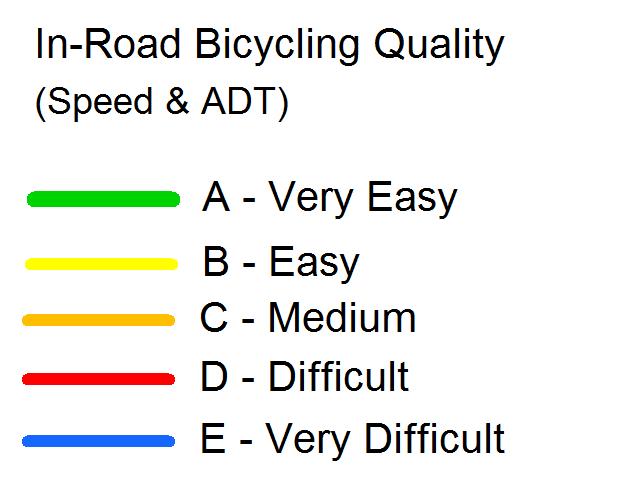 Fig. 2.3D. In-Road Bicycling Quality Assessment In-road bicycling facilities improve the quality of the bicycling experience on busy roads.