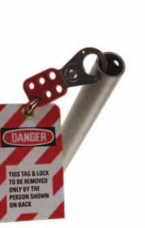 A padlock for lock-out/tagout may be placed through the Top Hex Head to further prevent accidental release.
