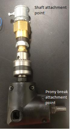 Figure 23: 90 degree angle motion adjustment The prony brake itself was constructed from a 0.75 x 2.5 x 30 inch piece of wood. The final product is seen in Figure 24 below.