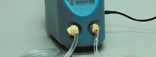 Note: Fluids can be drawn from either a clean container for a single-pass through MEDIVATORS SCOPE BUDDY Endoscope Flushing Aid, or recirculated
