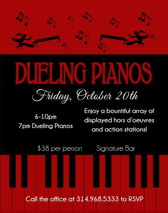 Contact Caitlin Johnson, Westborough s Events Planner 314-314-858-9602 or by email at events@westboroughcc.com Nothing is more fun, engaging and memorable than DUELING PIANOS!