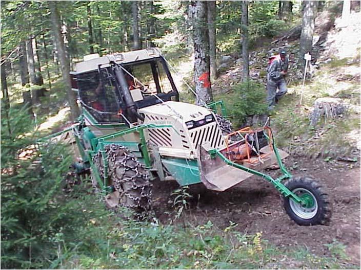 Usually situation in uphill skidding: steep terrain, heavy loads and special machinery, relation problems - wheel and the surface, skidding uphill ground influences