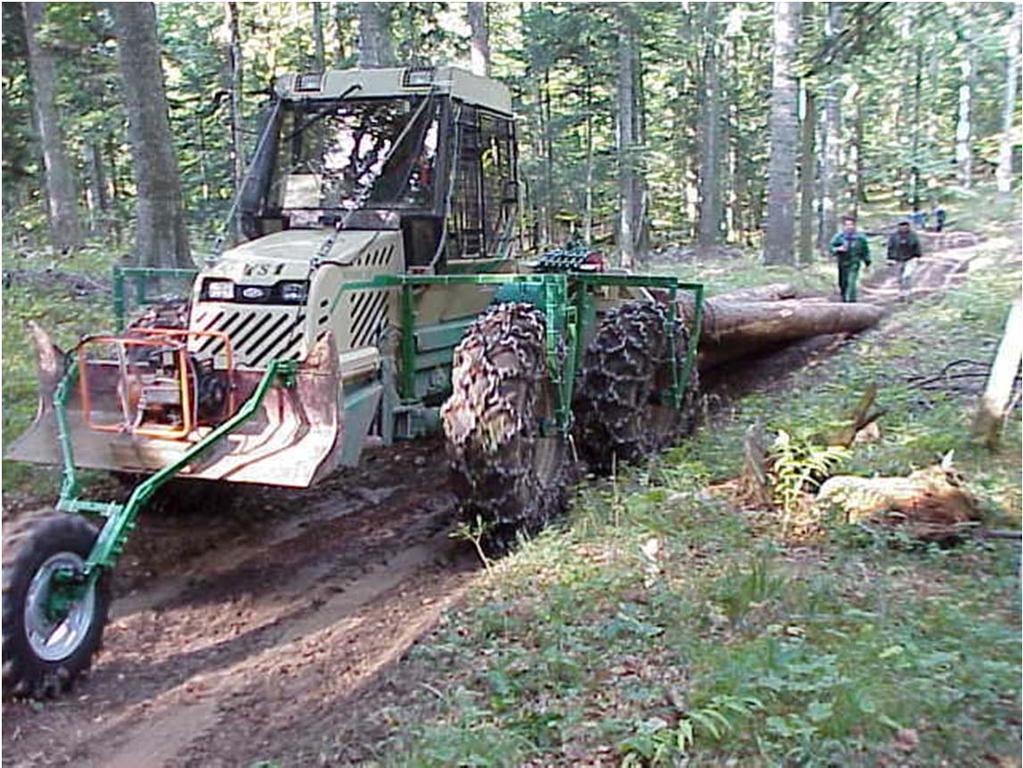 Some technical characteristics of the skidder Woody 11 Weight with equipment* (dan) 76 Length (mm) 54 mm *Basic tractor, cabin (safety frame), attached or