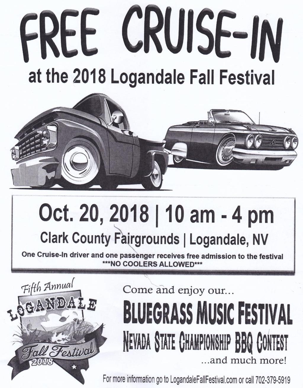 OCTOBER 2018 - SCHEDULE OF EVENTS Continued: 20 Logandale, NV Fifth Annual Logandale Fall Festival, Clark County Fairgrounds.