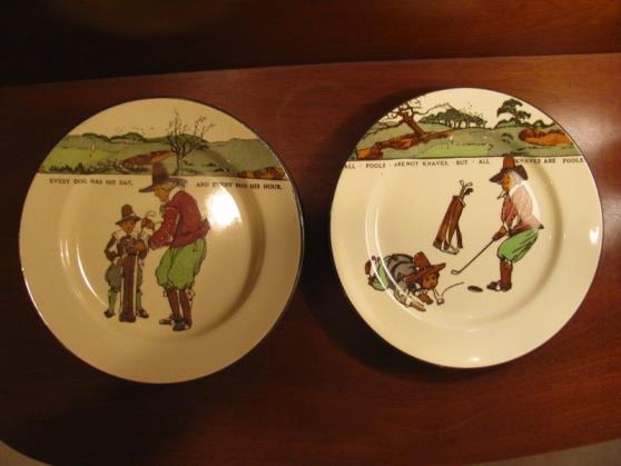 (3) Royal Doulton Plates, with golfers and proverb by