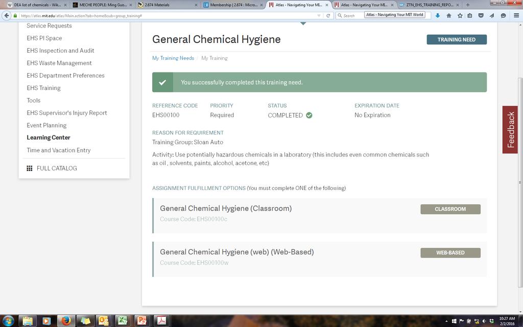 General Chemical Hygiene Web Training Scroll down
