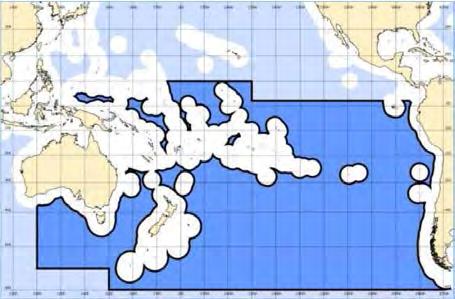 South Pacific example SPRFMO covers large areas in the South Pacific, including around New Zealand outside the EEZ Have locally important orange fisheries around New Zealand, on banks, ridges and