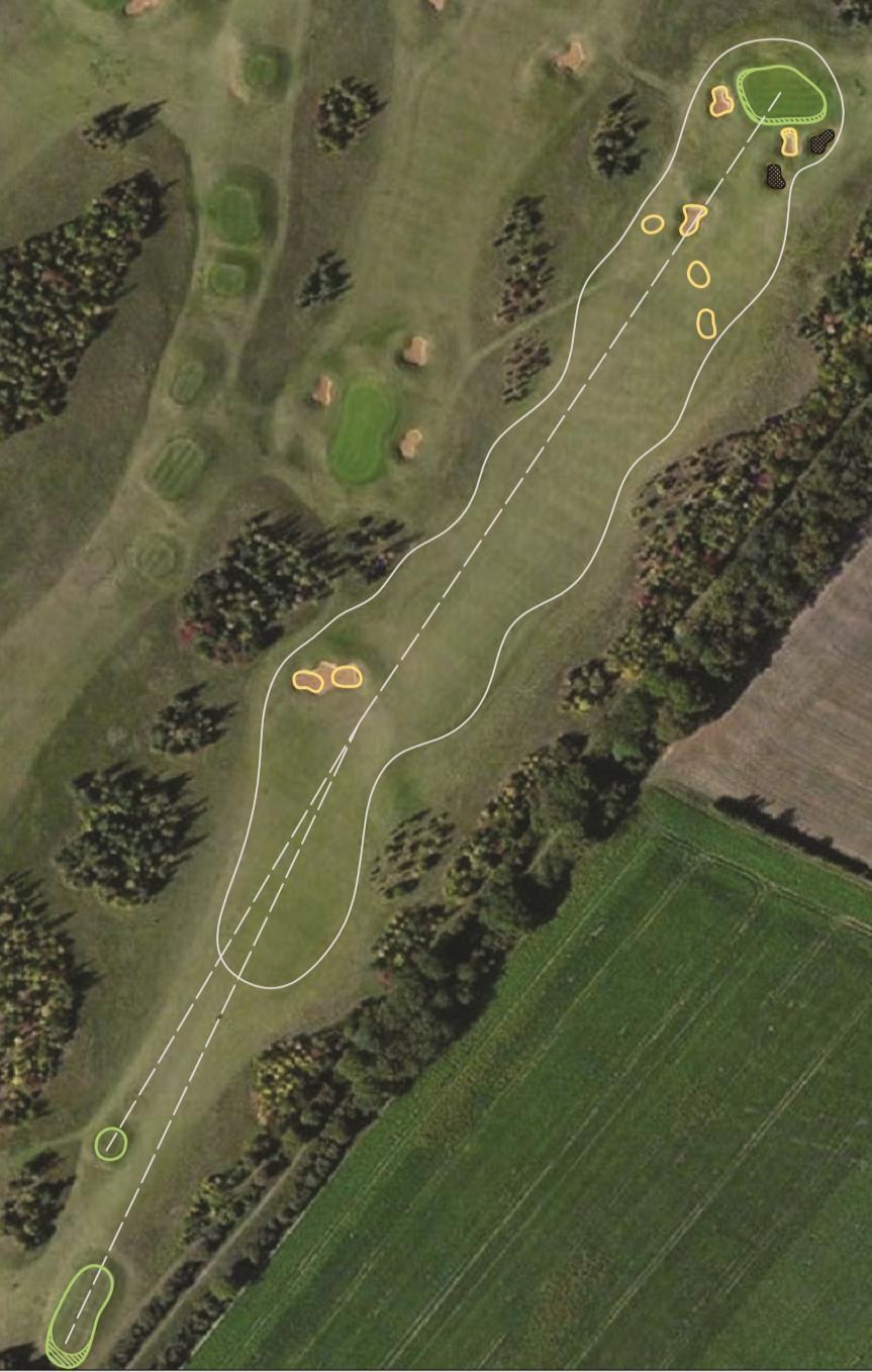 Proposed 12 th Hole 13: 310y Par 4 S.I. 16 Potential for an interesting back tee location on top of the existing mound back and left of the present tee complex.