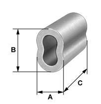 WIRE ROPE HARDWARE VGD STAINLESS AN - THIMBLES For applications using small diameter galvanized or stainless cables Item No. (lbs/100) A B C D E F 3/64-1/16-5/64 C-3 0.350 0.671 0.187 0.093 0.032 0.