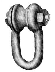 ROLLER SHACKLE Used for lashing equipment on lumber vessels and log carriers Hot dipped galvanized Ultimate load 2 x Working Load Limit () Sheave Diameter Roller Thickness Roller Diameter Rope (tons)