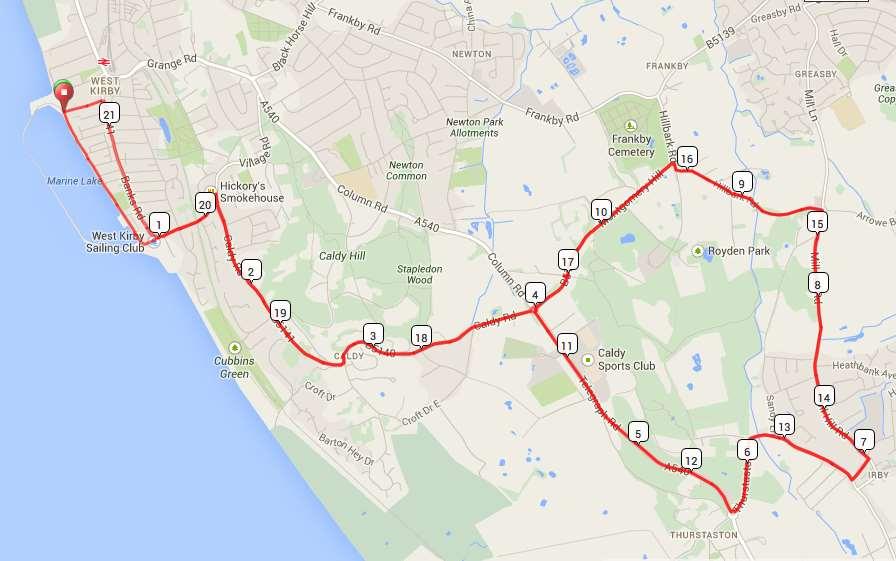 BIKE ROUTE 2015 13.3 miles (21.