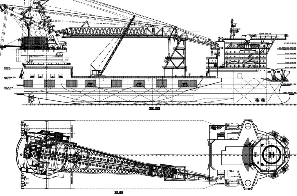 VESSEL DESCRIPTION Principal dimensions and main particulars Length overall 183.0 m Pipe diameter range A & R system capacity 6" - 60" 400 t Length between perpendiculars 171.