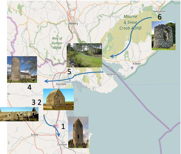 Louth and Mourne Sites: 1. Dromiskin Round Tower 2. St. Mochta s House 3. St. Mary s Priory 4.