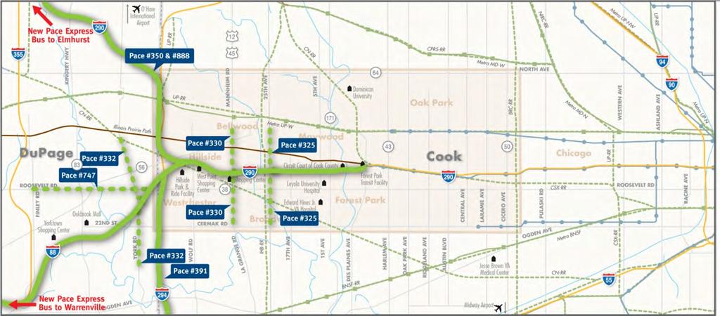 Express Bus Results Express Bus Various Destinations in DuPage and NW Cook Counties EXP Count of Top 4 Ranked Measures Improve Local And Regional Travel Improve Access to Employment out of 2 28 0 21