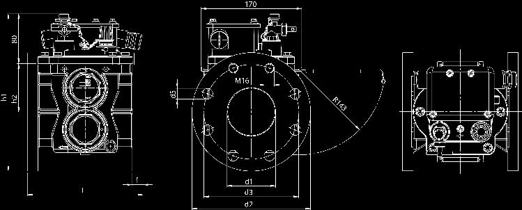 7.3 Double-float Buchholz relays with flat flanged connection (round) Type (Internal description) (Former DIN designation) Type of connection Pipe diameter DN Flange dimensions Device dimensions d1