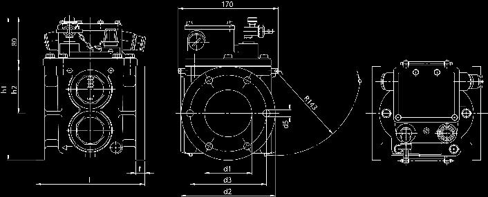 dimensions (mm, in) Device dimensions d1 b/d2 d3 d4 d5 f l h1 h2 Weight without packing (kg) Suited for transformer ratings of 51 (BS 25) (BS 25) Flange square 4-hole 25 76 2,99 72 2,83 - - M10 M10 -