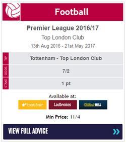 Tottenham to be Top London Club 7/2 (4.50) at Ladbrokes, 11/4 (3.75) with William Hill & Betfair.