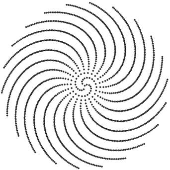 Figure 4: Spirals based on c equals π and 2 More recently Michael Naylor [4] also approached the placement of seeds when he investigated the same mathematical relationship as Dixon but with different