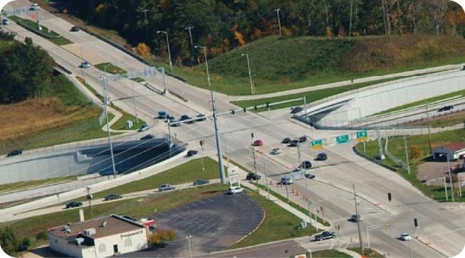 Typical Application: Service interchange between a freeway and a high-volume arterial with both heavy left turns and through movements Simplified signal phasing Increased capacity for all movements