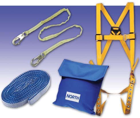Aerial kit with 6 lanyard and XL harness CONSTRUCTION KITS Contains: FPD698/1DGP or FPD698/1DGPXL Polyester Full Body Harness Polyester Decelerator Energy Absorbing Lanyard w/double Locking Snap Hook