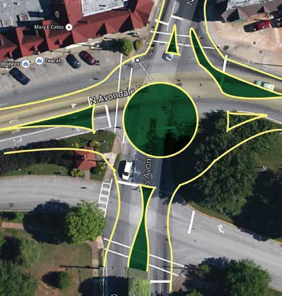 The roundabout at Clarendon Options: Larger Circle A single-circle roundabout with two lanes in