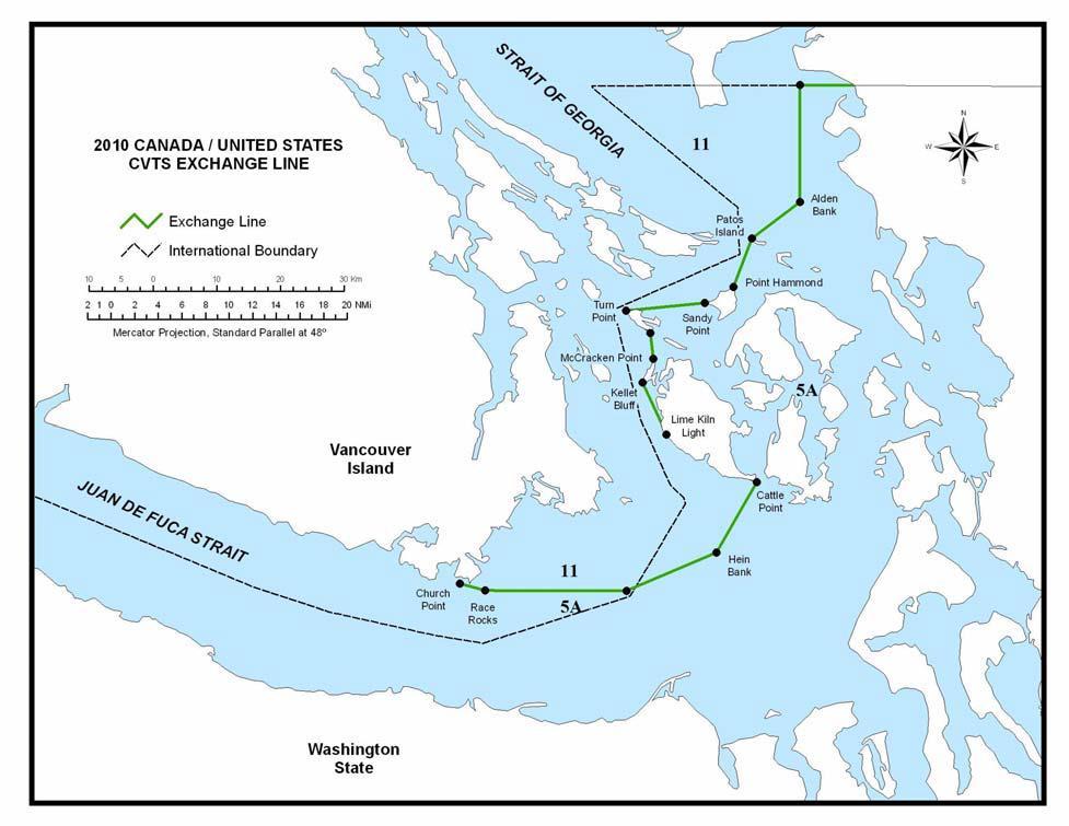 *A precise service exchange line was adopted in 2010 between Prince Rupert Traffic, Seattle Traffic and Victoria Traffic. The official exchange lines are defined as: (a) Part 1.