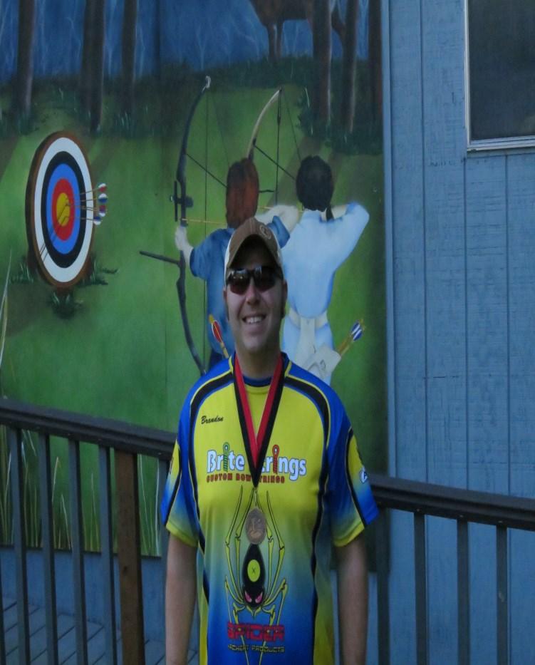 Mike Brown held his own against Gilbert Wilson in the Senior Barebow field and