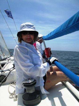 out for her first sail aboard the 33 foot sailboat as