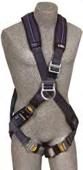 They re used across a wide variety of industries. 1110128C EXofit XP vest-style HARNESS Back D-ring, loops for belt, tongue buckle legs.