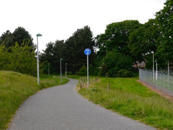 foot/cycle path along a buffer zone of open greensward