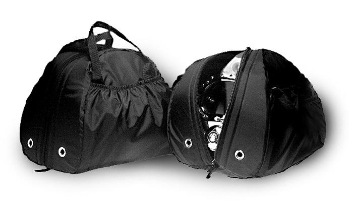The KMDSI Helmet Bag, Part #500-901. The KMDSI bag is made from extra heavy duty, black, ripstop nylon. The bottom of the bag is padded for additional protection.