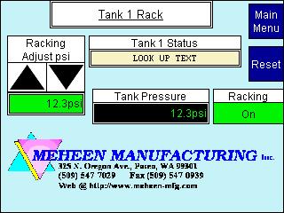 Racking The Rack screen is accessed by using the Tank 1 Rack or F3 button on the screen shown previously.