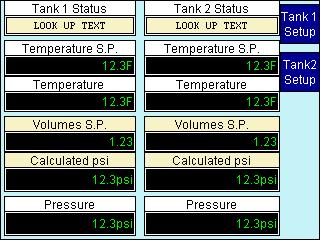 display is the current set point temperature of each tank, followed by the actual temperature of each tank.
