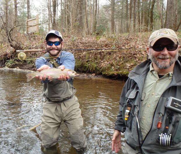 whopper, Josh landed several nice rainbow. I snapped his picture and used this opportunity to talk about Trout Unlimited, our Pisgah Chapter, website, Green Whopper (http://www.pisgah- chaptertu.