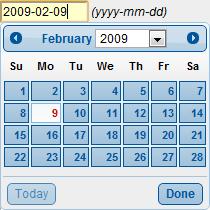 Date Fields and Calendar Application Each field in SDMS representing a date opens a small calendar once the field is in focus.