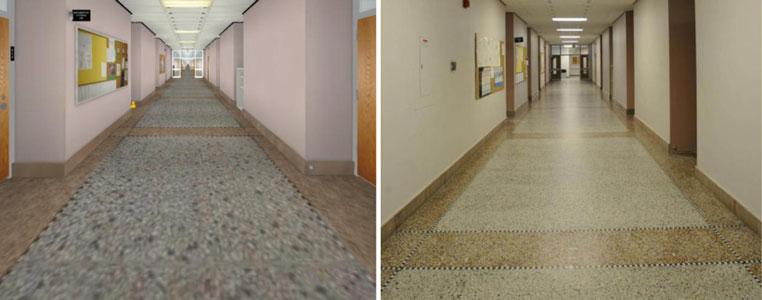 Atten Percept Psychophys (2013) 75:1260 1274 1265 Fig. 2 Virtual environment hallway (left) and real hallway (right) 10 m) to create a percentage score for each distance.