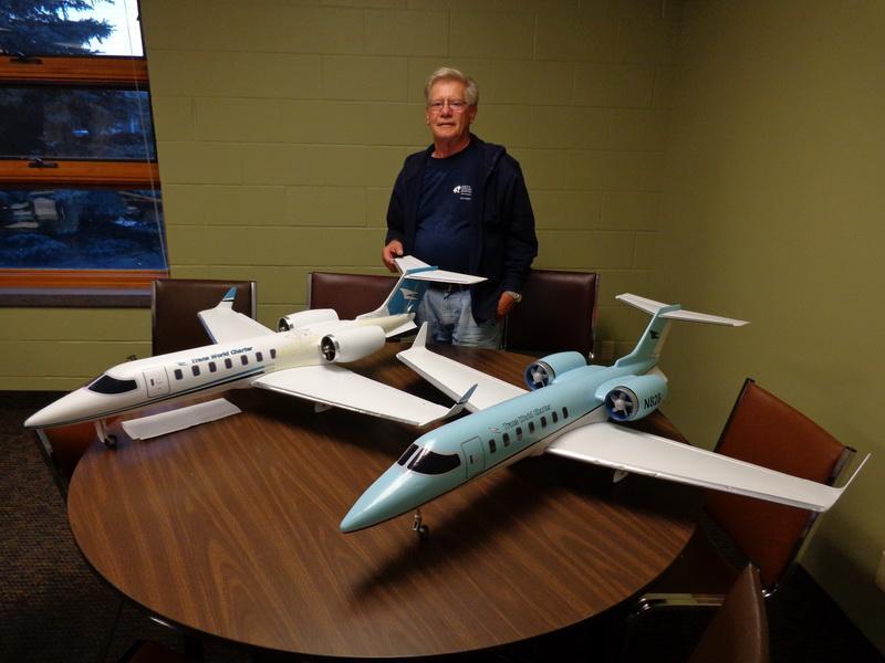 ohn Berk continued his construction of strange looking aircraft. This time he had a Deltoid foam oe Neidermayr had two Lear jets at the meeting, which were ARF s from Hobby Lobby.