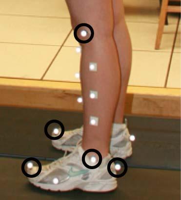 Figure 2.8: Reflective markers used for ankle-foot roll-over shape After the shank-based coordinate system was defined, the COP from the force plate was transformed into it using Equation 2.