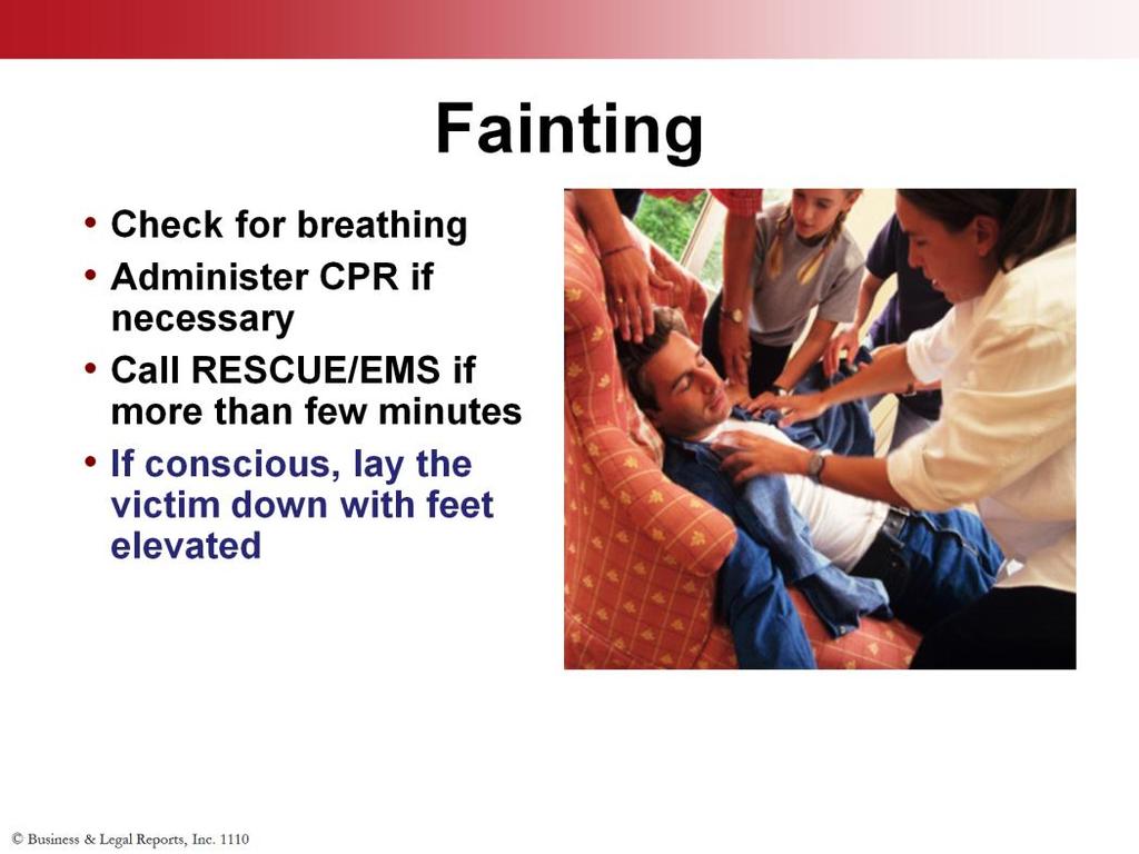Fainting can occur when blood pools in the legs, reducing the blood flow to the brain. People may faint when they are standing for a long time in the heat. Fainting can also be brought on by stress.
