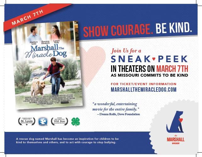 4-HERS INVITED TO SNEAK PREVIEW OF Marshall the Miracle Dog! Everyone is invited to a special preview of the Marshall the Miracle Dog mo