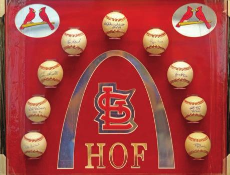 Louis Cardinals into your home with autographed baseballs from nine Hall of Famers, framed in an arch
