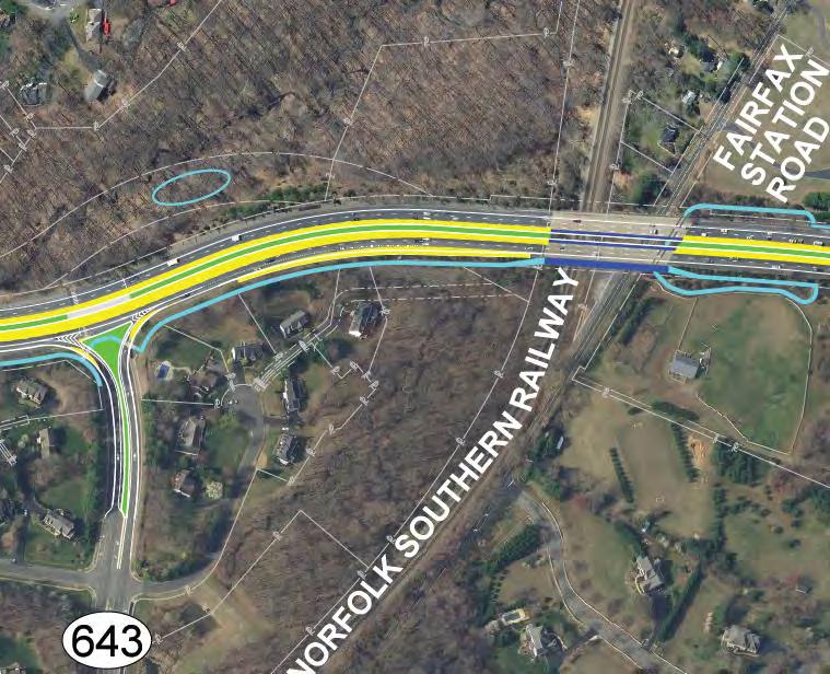 Burke Centre Parkway At grade crossing required at Fairview Woods Drive Shared use path adjacent to Norfolk Southern