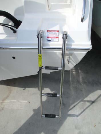 This provides a stepping area while the ladder is in the up position as shown below.